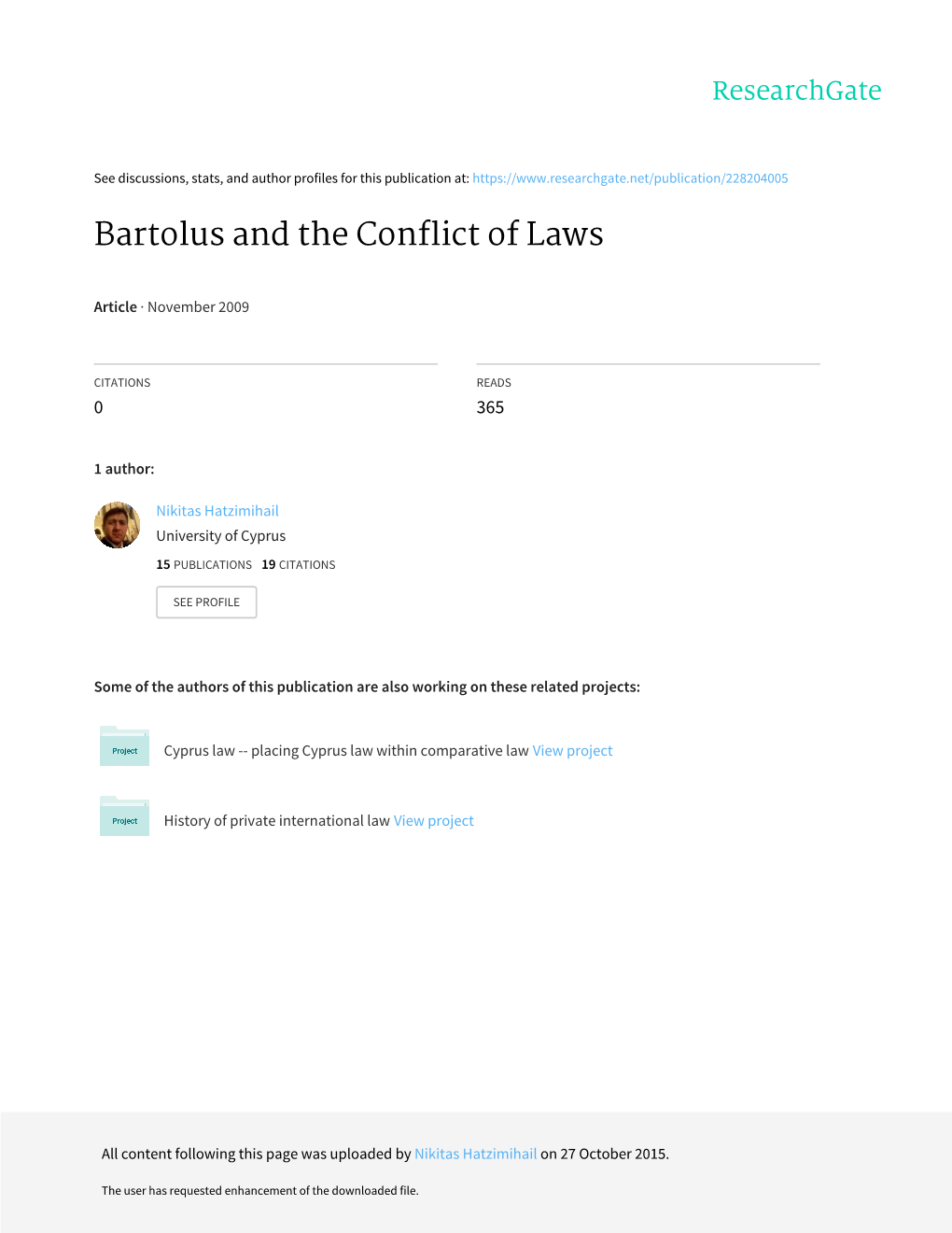Bartolus and the Conflict of Laws
