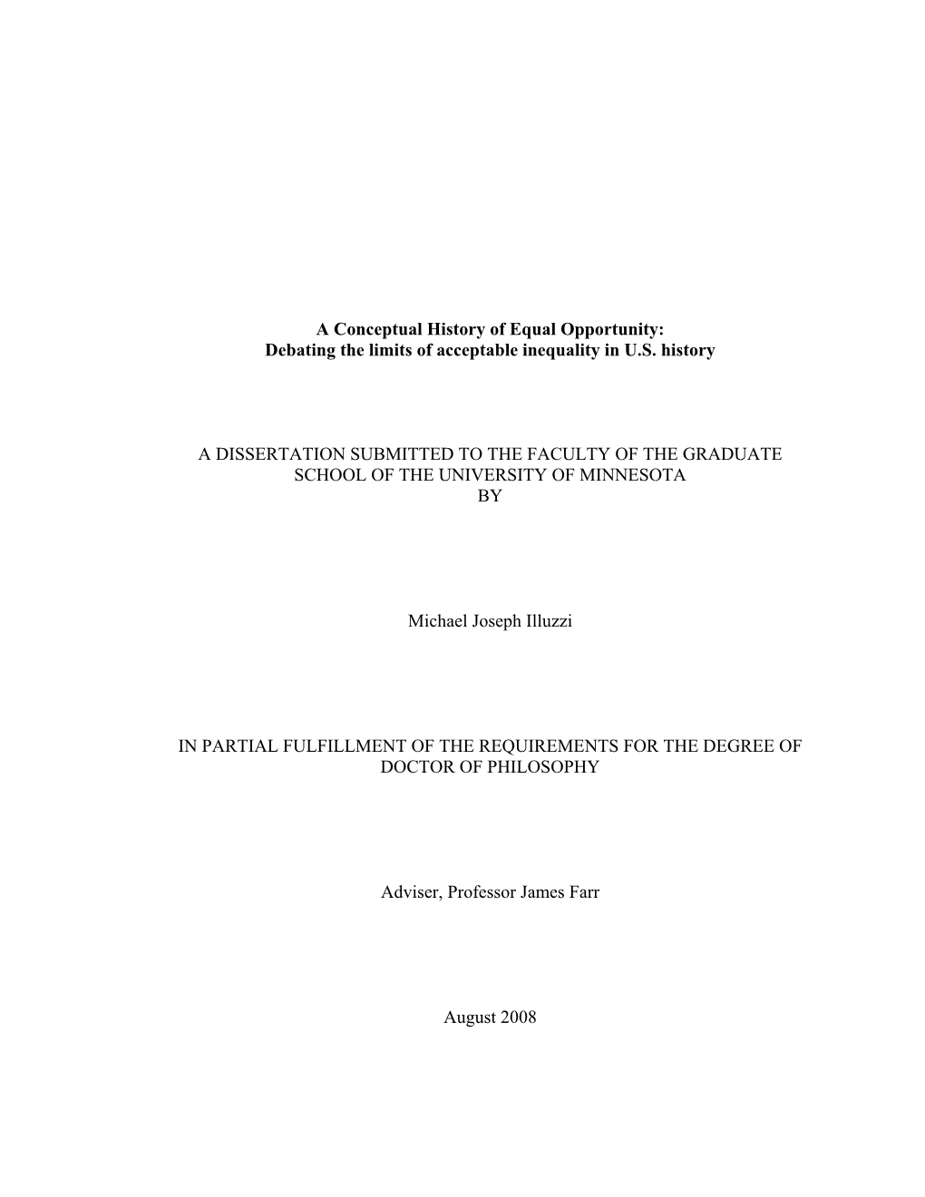 A Conceptual History of Equal Opportunity: Debating the Limits of Acceptable Inequality in U.S