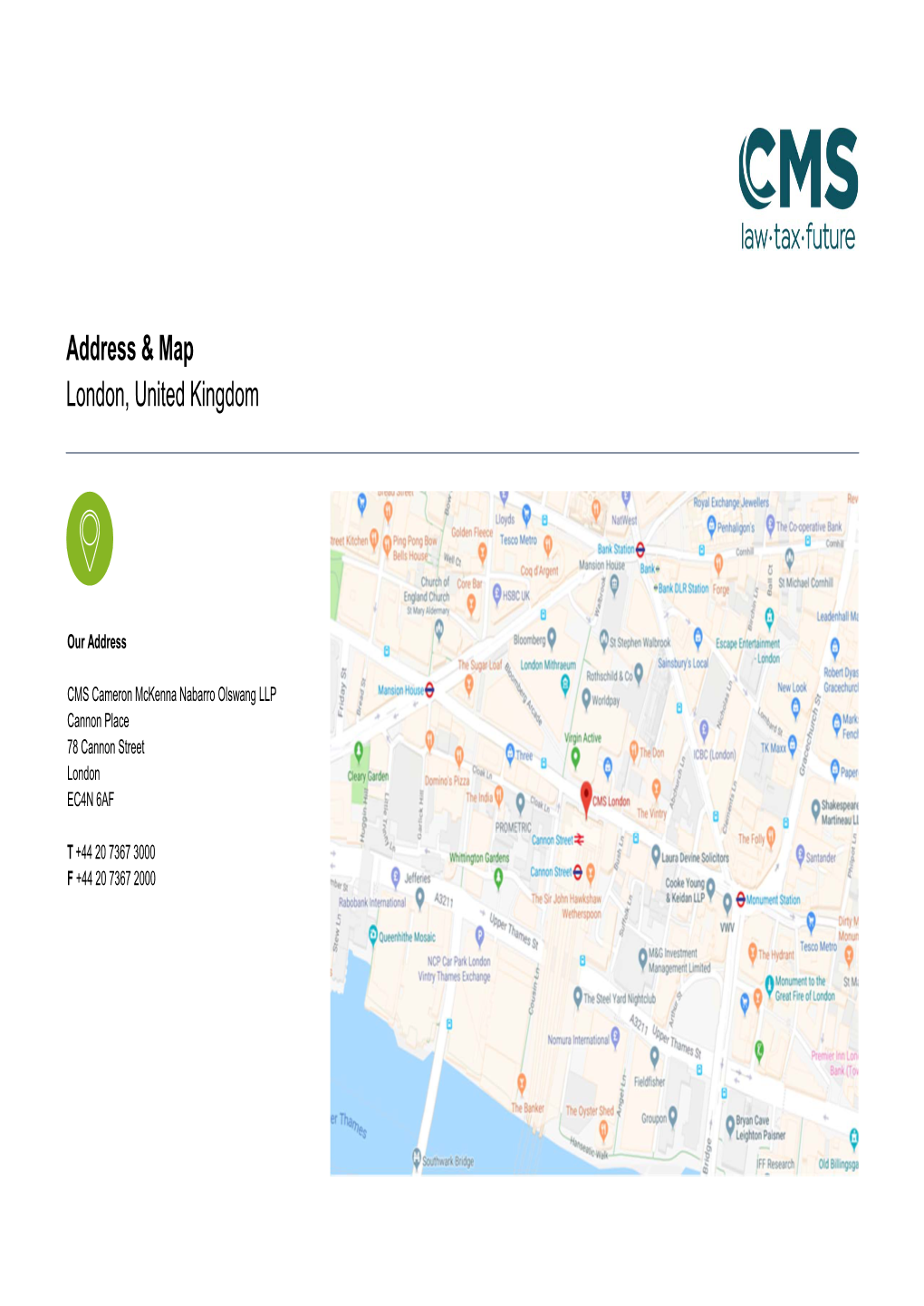 Address & Map London, United Kingdom