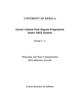 B.A. Malayalam & Mass Communication