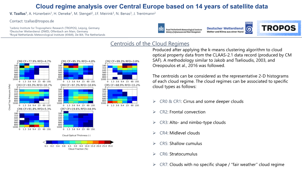 Cloud Regime Analysis Over Central Europe Based on 14 Years of Satellite Data V