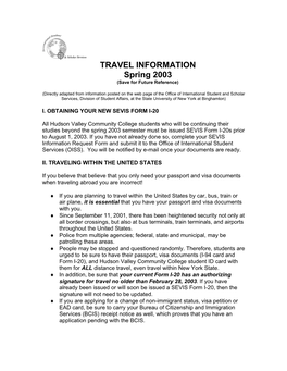 Important Travel Information