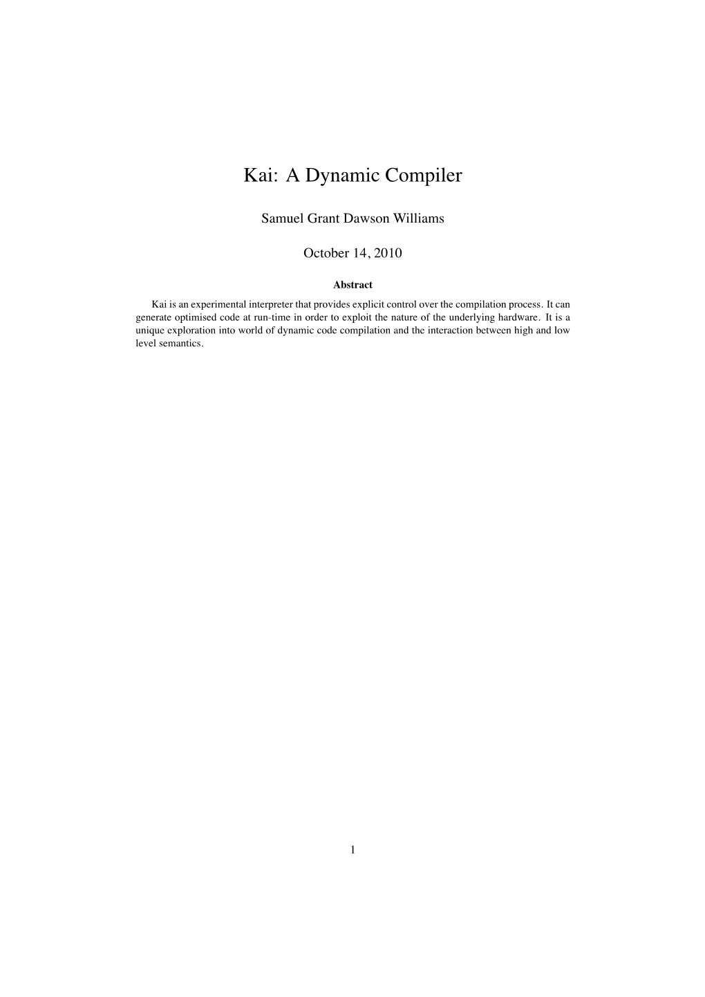 Kai: a Dynamic Compiler