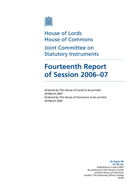 Fourteenth Report of Session 2006–07