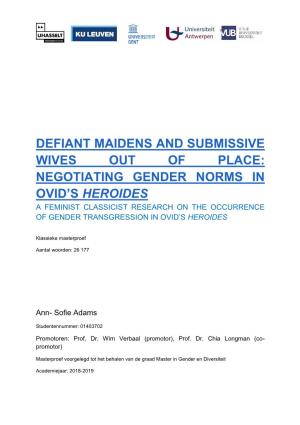 Negotiating Gender Norms in Ovid's Heroides