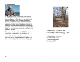 A Teacher's Guide for the Canonchet Farm Geology Trail