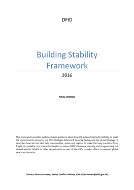 DFID Building Stability Framework