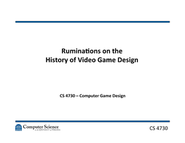 Rumina Ons on the History of Video Game Design