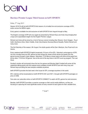Barclays Premier League Third Season on Bein SPORTS