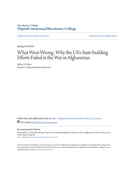 Why the US's State-Building Efforts Failed in the War in Afghanistan