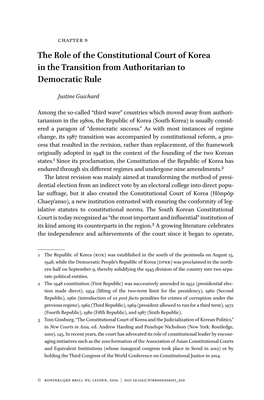 The Role of the Constitutional Court of Korea in the Transition from Authoritarian to Democratic Rule