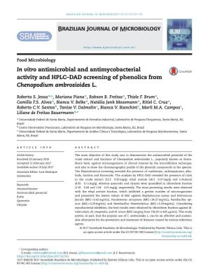 In Vitro Antimicrobial and Antimycobacterial Activity and HPLC–DAD Screening of Phenolics from Chenopodium Ambrosioides L