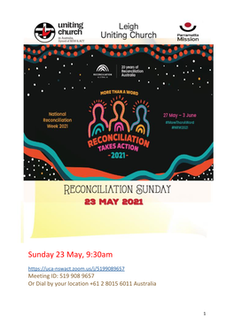 Reconciliation Sunday Liturgy 230521