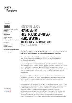 Press Release Frank Gehry First Major European