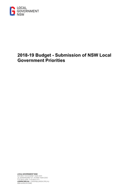 2018-19 Budget - Submission of NSW Local Government Priorities