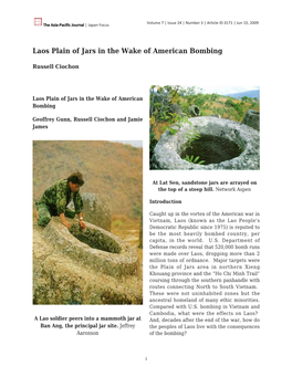 Laos Plain of Jars in the Wake of American Bombing