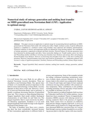 Numerical Study of Entropy Generation and Melting Heat Transfer on MHD Generalised Non-Newtonian ﬂuid (GNF): Application to Optimal Energy