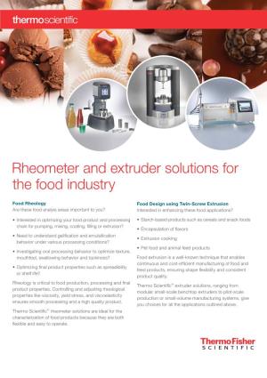 Rheometer and Extruder Solutions for the Food Industry