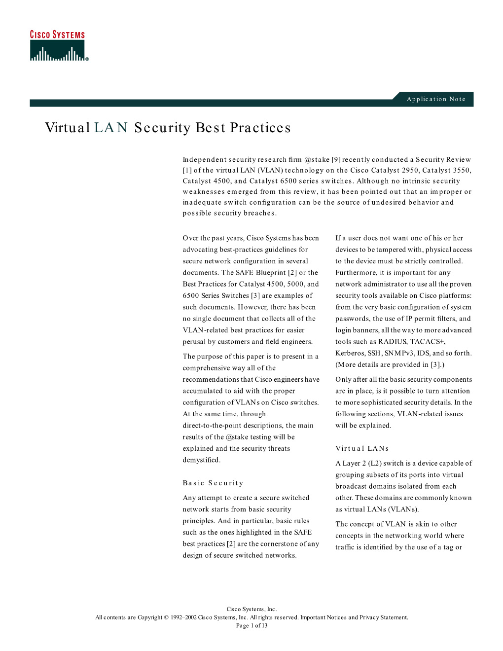 Virtual LAN Security Best Practices