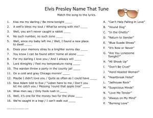 Elvis Presley Name That Tune Match the Song to the Lyrics