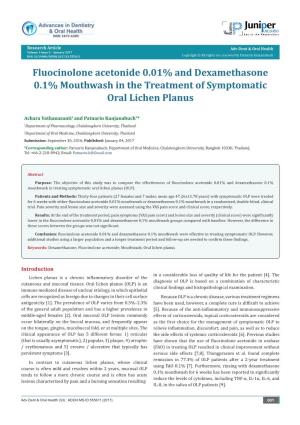 Fluocinoloneacetonide 0.01% and Dexamethasone 0.1% Mouthwash in the Treatment of Symptomatic Oral Lichen Planus