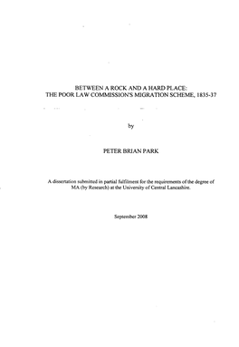 The Poor Law Commission's Migration Scheme, 1835-37