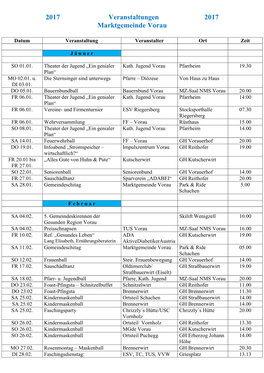 2017 Veranstaltungen 2017 Marktgemeinde Vorau