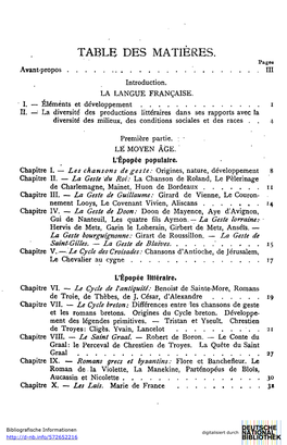 TABLE DES MATIERES. Pages Avant-Propos III Introduction