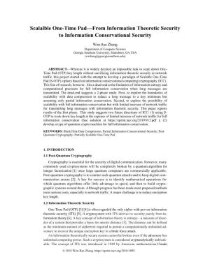 Scalable One-Time Pad—From Information Theoretic Security to Information Conservational Security