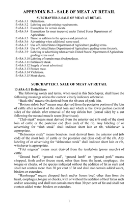 Sale of Meat at Retail Subchapter 3