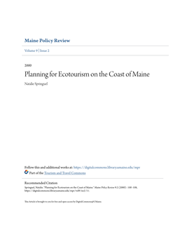 Planning for Ecotourism on the Coast of Maine Natalie Springuel