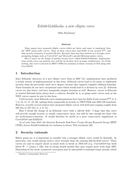 Ed448-Goldilocks, a New Elliptic Curve