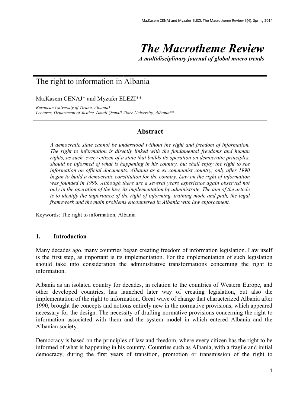 The Macrotheme Review 3(4), Spring 2014