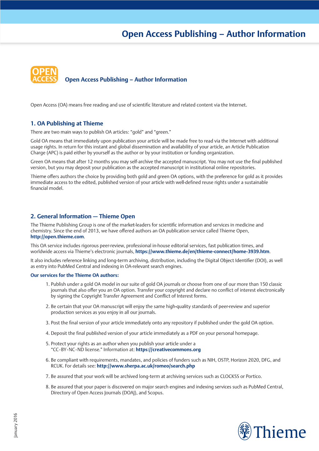 Open Access Publishing – Author Information