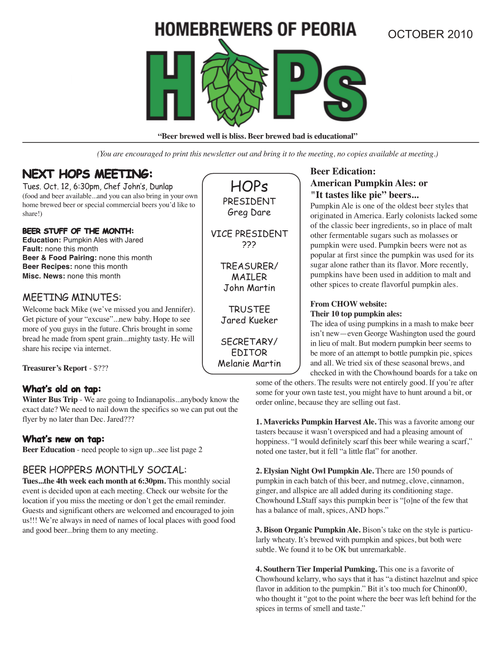 Next Hops Meeting: October 2010