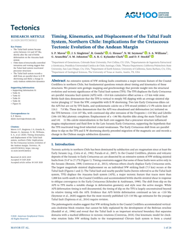 Timing, Kinematics, and Displacement of the Taltal Fault System, Northern