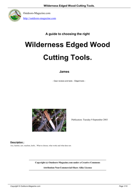 Wilderness Edged Wood Cutting Tools