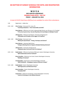 W S F C a Mid‐Winter Conference Crowne Plaza Hotel – Sea Tac Friday – January 26, 2018