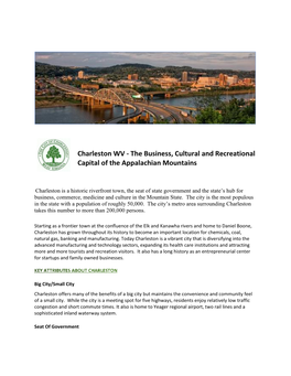 Charleston WV - the Business, Cultural and Recreational Capital of the Appalachian Mountains