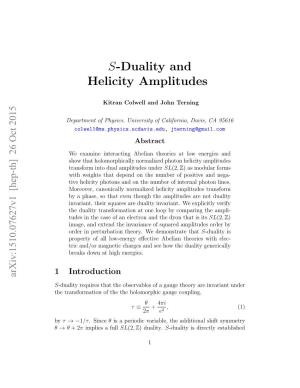 S-Duality and Helicity Amplitudes