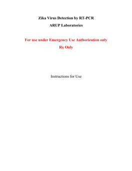 Zika Virus Detection by RT-PCR ARUP Laboratories