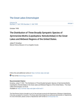 The Distribution of Three Broadly Sympatric Species of Symmerista Moths (Lepidoptera: Notodontidae) in the Great Lakes and Midwest Regions of the United States