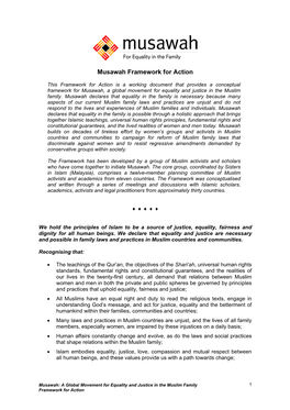Musawah Framework for Action