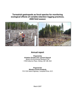 Terrestrial Gastropods As Focal Species for Monitoring the Ecological