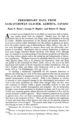 Preliminary Data from Saskatchewan Glacier, Alberta 7