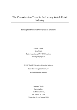 The Consolidation Trend in the Luxury Watch Retail Industry