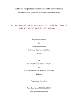 Balancing Natural and Agricultural Systems in the Atlantic Rainforest of Brazil