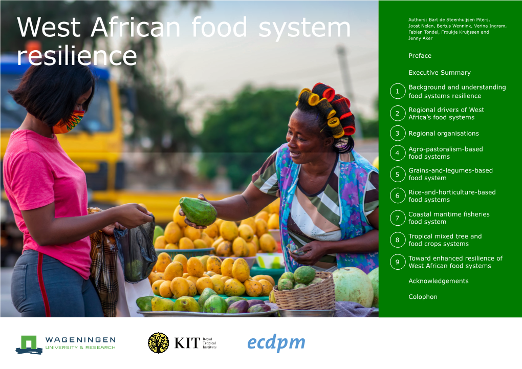 West African Food System Resilience, with Clear Challenges and Leverage Points for Enhancing Capacities to Respond to Future Shocks