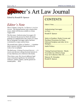 Spencer's Art Law Journal
