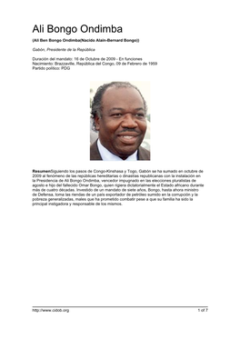 Ali Bongo Ondimba (Ali Ben Bongo Ondimba(Nacido Alain-Bernard Bongo))